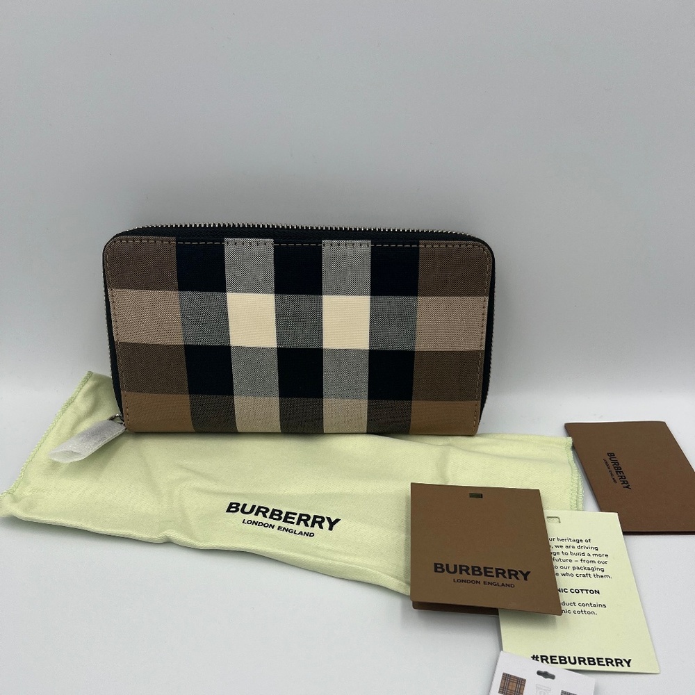 Burberry Super Exploded Check Large Zip Around Wallet